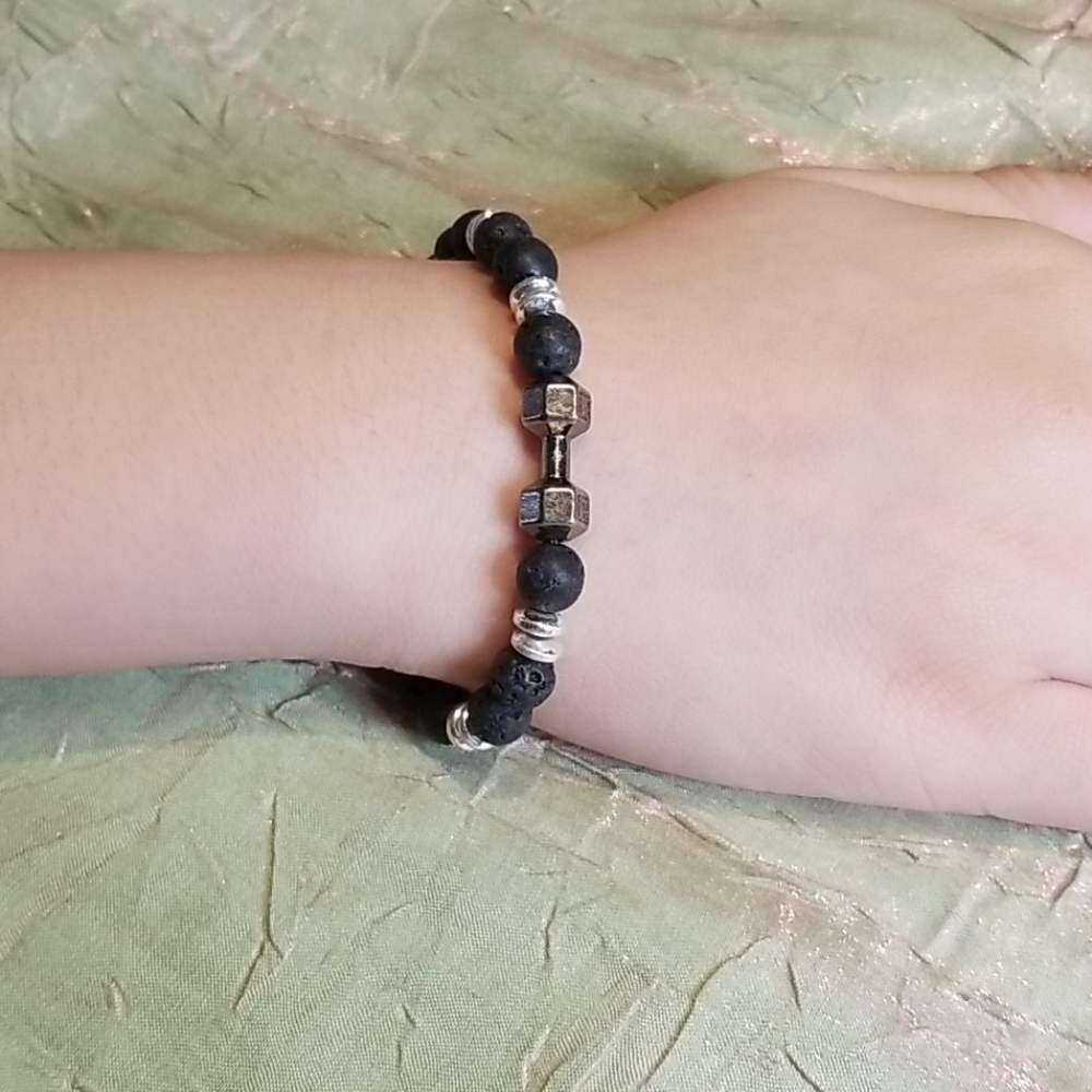 Buddah  stretch bracelet with black stone beads